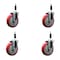 Service Caster 5'' Red Poly Wheel Swivel 7/8'' Expanding Stem Caster Set, 4PK SCC-EX20S514-PPUB-RED-78-4 - alternate 1